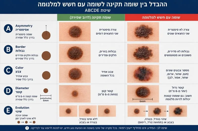 הבדל בין שומה תקינה לשומה עם חשש למלנומה