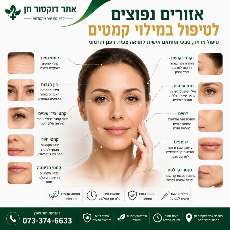 אזורים נפוצים למילוי קמטים בפנים