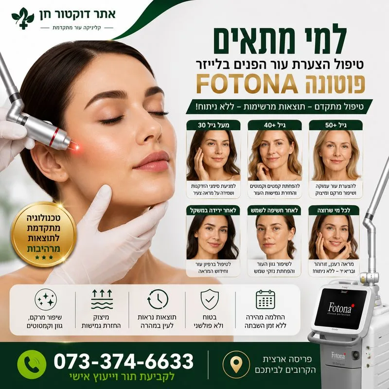 למי מתאים הצערת עור הפנים בלייזר FOTONA