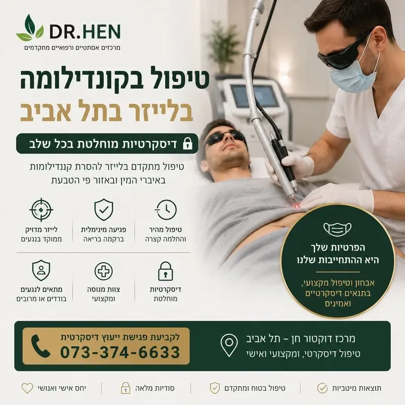 טיפול בקונדילומה בלייזר בתל אביב