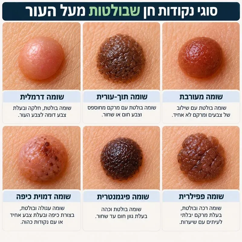סוגי נקודות חן בולטות מעל העור
