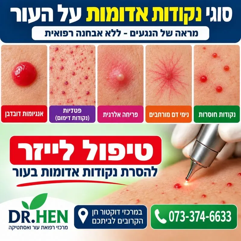 סוגי נקודות אדומות על העור